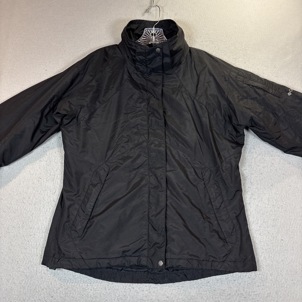 Columbia Interchange Jacket Women Large Black Insulated Full Zip Fleece‎ Lined